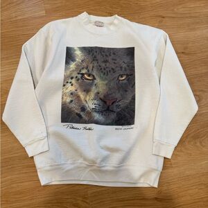 White Snow Leopard Graphic Sweater